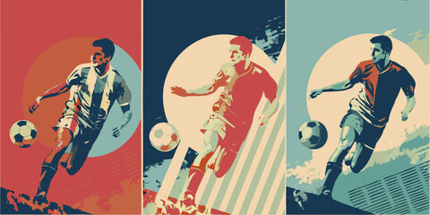 soccer players in retro style panels football © John Lee