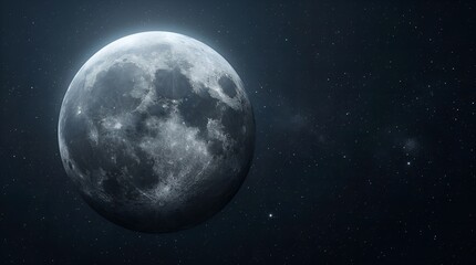 Obraz premium A bright moon glows in the dark night sky with stars