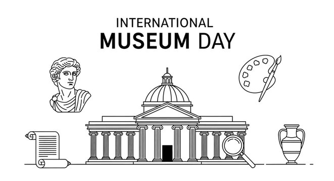 Museum building with cultural icons.