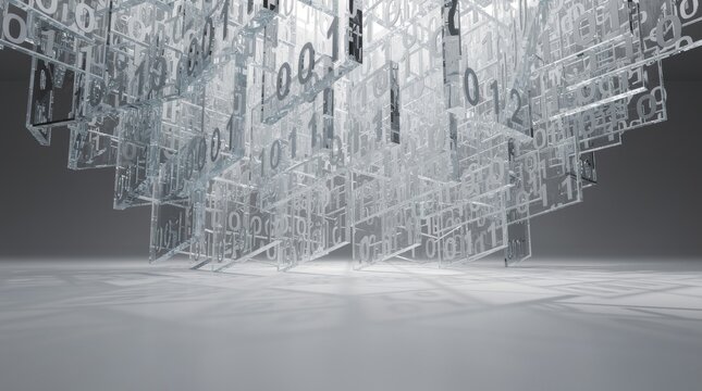 Abstract Digital Data Network with Binary Code Cubes
