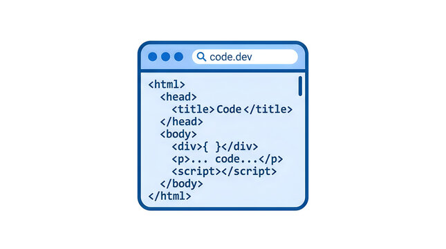 html code editor window on modern computer screen with development environment