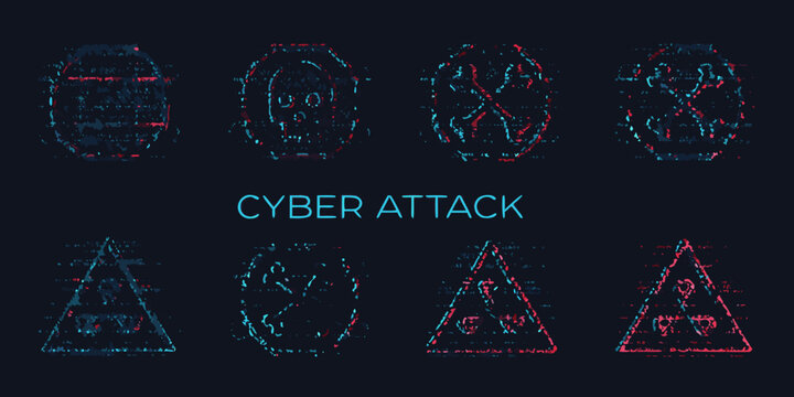 cyber attack icons vector illustration digital security