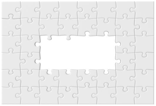 white puzzle with many missing pieces link