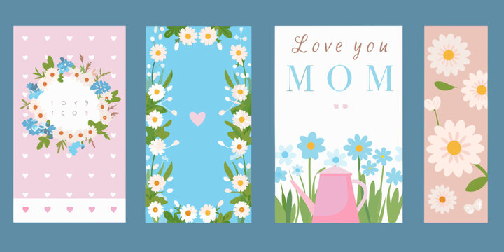 mother s day floral cards vector mothers day