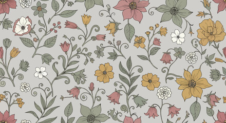 Beautiful small flower seamless Scandinavian style vector © Lola