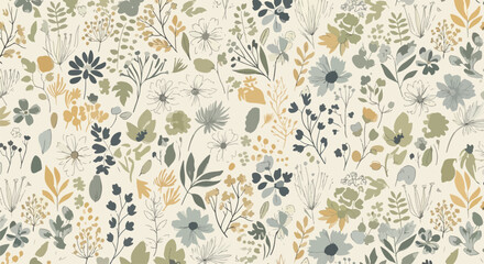 Beautiful Scandinavian style vintage floral pattern design © Lola