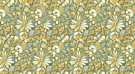Beautiful Scandinavian style colorful flower pattern design © Lola