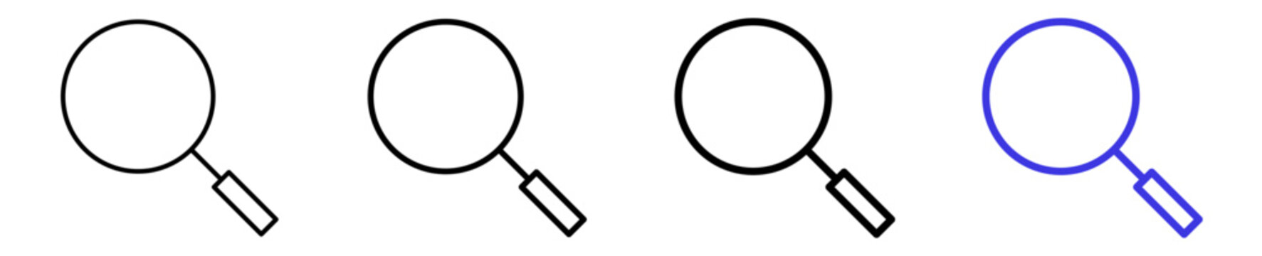 Search magnifying glass discovery find linear icon collection design. Editable vector stroke icons