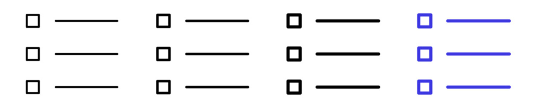 Todo checklist task management list linear icon collection design. Editable vector stroke icons