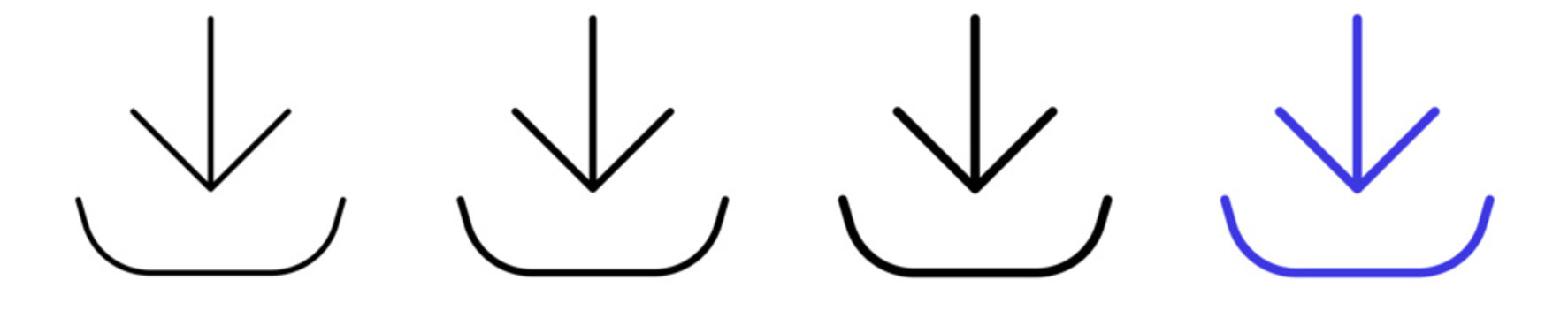 Download media file save incoming linear icon collection design. Editable vector stroke icons.