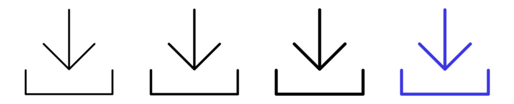 Download file data receive save linear icon collection design. Editable vector stroke icons.