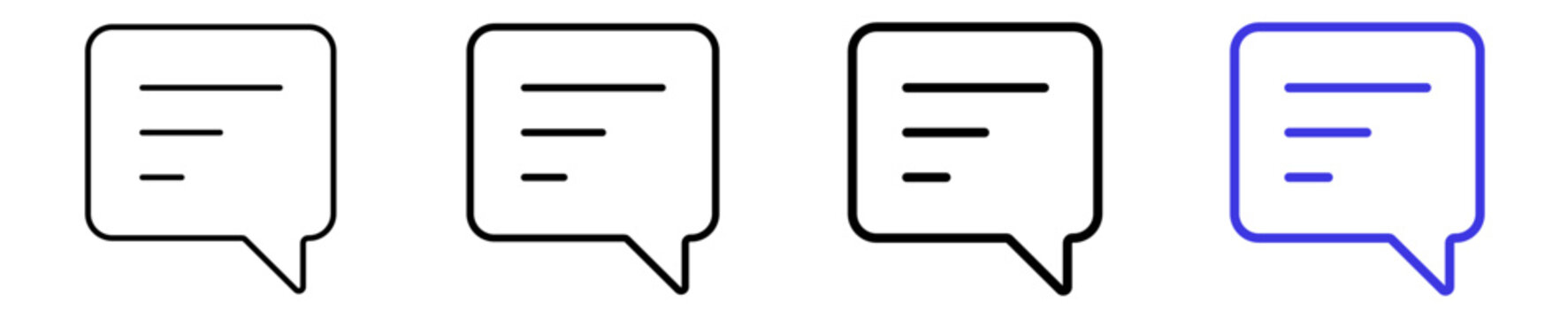 Chat bubble message comment feedback linear icon collection design. Editable vector stroke icons.