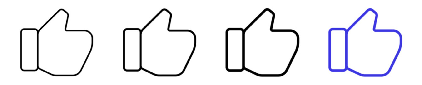 Like thumbs up good positive feedback linear icon collection design. Editable vector stroke icons.