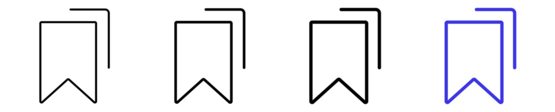 Bookmark collection favorite saved label multiple linear icon set. Editable vector stroke icon design.
