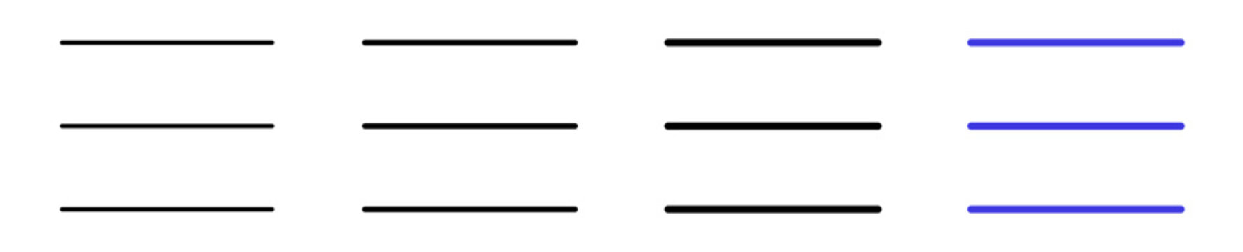 Text lines alignment paragraph layout linear icon collection design. Editable vector stroke icons