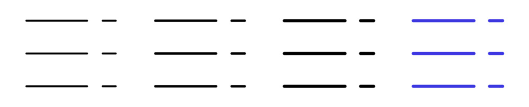 Data list content text layout linear icon collection design. Editable vector stroke icons