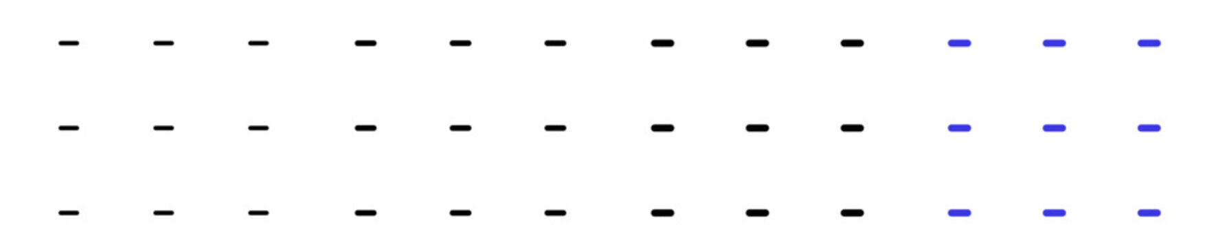 Dashed lines placeholder loading text layout linear icon collection design. Editable vector stroke icons