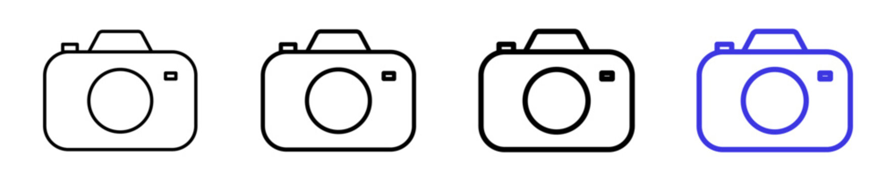 Camera photography image capture linear icon collection design. Editable vector stroke icons