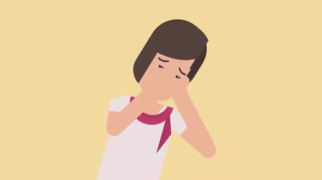 Scared or Worried Woman Screaming with Hands Up Animation