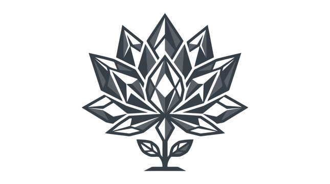 Elegant Geometric Crystal Lotus Flower Vector Icon