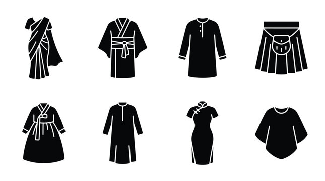 Collection of various traditional and modern clothing items
