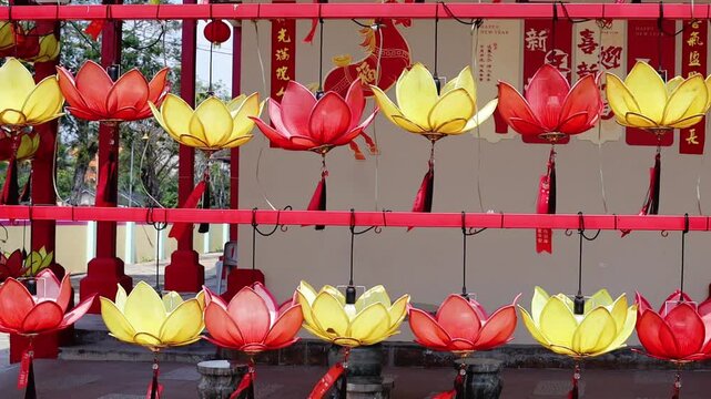 Lotus shaped lanterns in the Taoist temple in Lumut, Perak, Malaysia