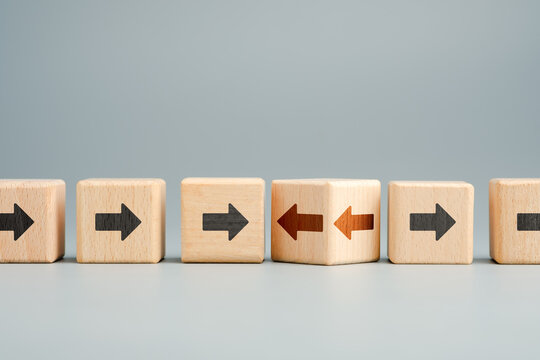 Change Of Direction, Reverse Trend And Turning Point Concept