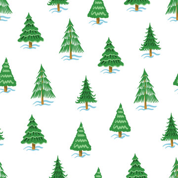 Christmas tree seamless pattern handdrawn holiday decorative background print design