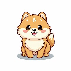 Fototapeta premium Cute Shiba Inu puppy sitting front view isolated on white background