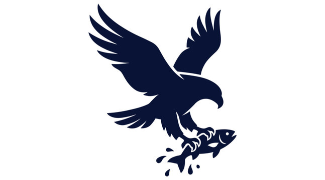 Eagle catching fish from water in talons icon