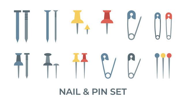 Nail and Pin Set Collection For Crafting and Office Use.