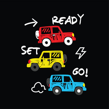Ready Set Go Off-Road Cars Illustration