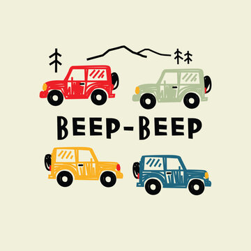 Beep Beep Off-Road Vehicles Illustration