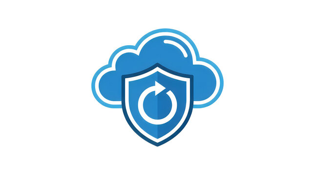 cloud security shield with backup arrow icon vector illustration