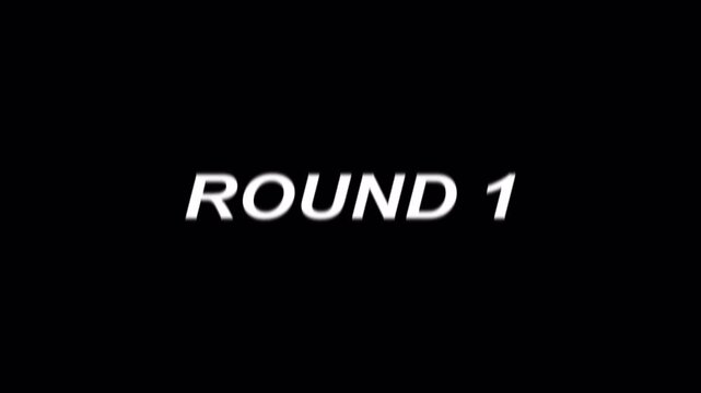 Animated Round 1 to Final Round Text Set with Glitch Effect. Looping Fight Game Overlay on Alpha Channel.