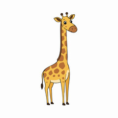 Obraz premium Cute Cartoon Giraffe Character Illustration Isolated on White Background