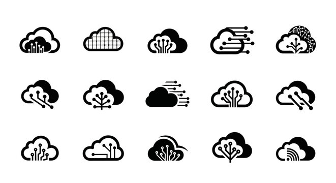Weather forecast icons on white background.