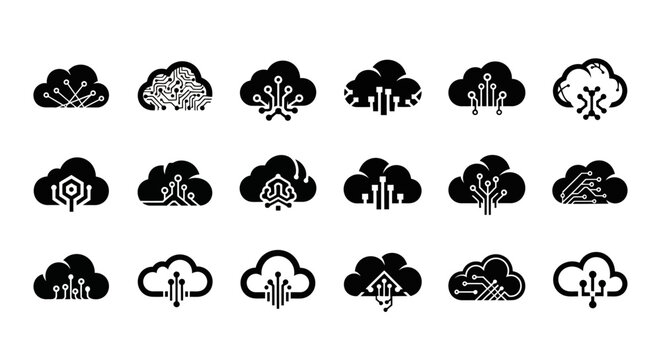 Weather forecast icons with clouds.