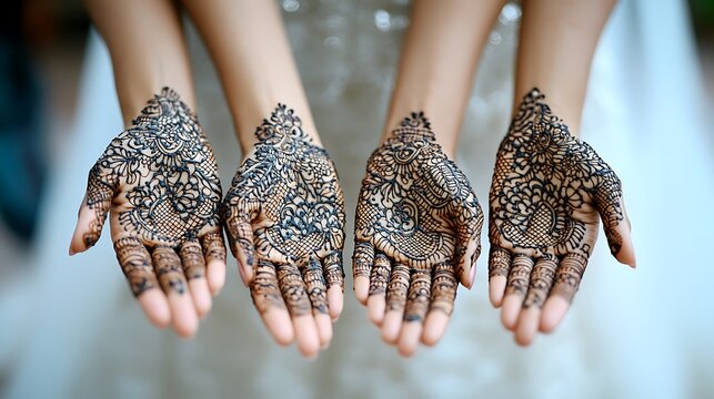 Mehndi Hands Traditional Wedding Henna Art.