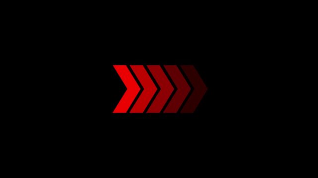 Five dark red chevron arrows pointing right with a fading gradient effect on a black background