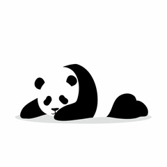 Cute Minimalist Vector Illustration of a Lazy Giant Panda Lying Down and Sleeping © Mariposa1818