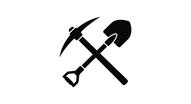 crossed pickaxe and shovel silhouette tools mining