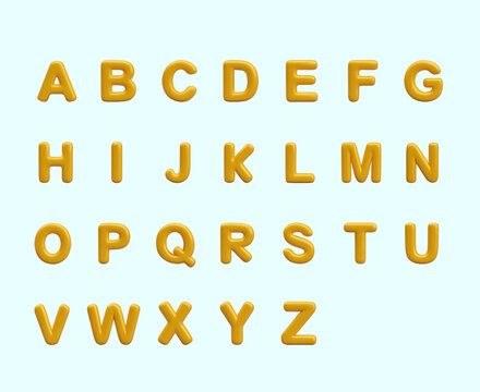Collection of golden letters of English alphabet. Title symbols on colored background. Complete alphabet in 3D vector style. Brilliant templates for text concepts, compositions