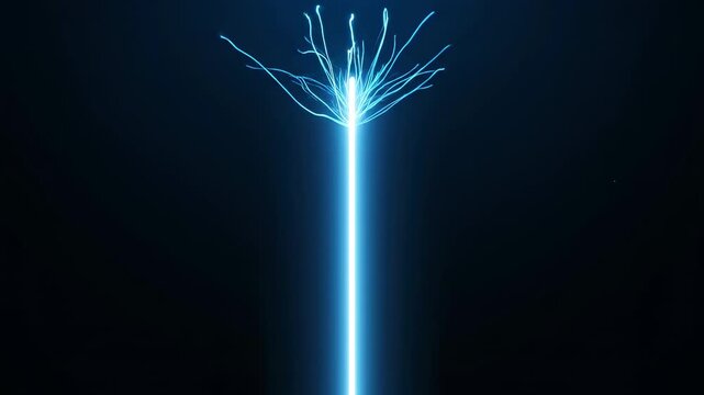 A single vertical, bright blue neon light bar against a dark backdrop