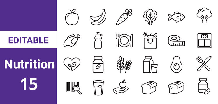 Line icons set. Fruit pack. Vector illustration