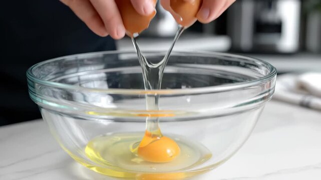 Person cracking egg into bowl
