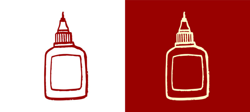 Creative hand drawn doodle of a correction liquid bottle icon. Essential office stationery element and school text removing fluid supply design, isolated for paperwork adjustment themes.