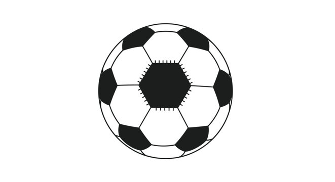 Isolated illustration of a classic black and white soccer ball with pentagonal patterns used in association football.