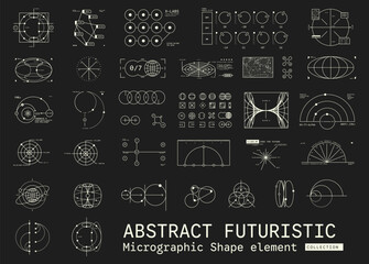 Plakat Set of abstract Micrographic shape element Futuristic UI Cyber Futuristic technology Collection
