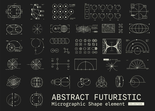 Set of abstract Micrographic shape element Futuristic UI Cyber Futuristic technology Collection